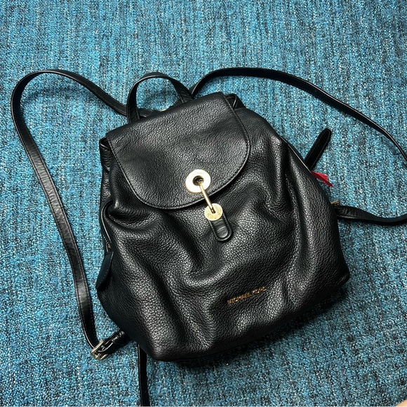 Michael Kors Raven Medium Pebbled Leather Backpack in Black - Picture 1 of 14